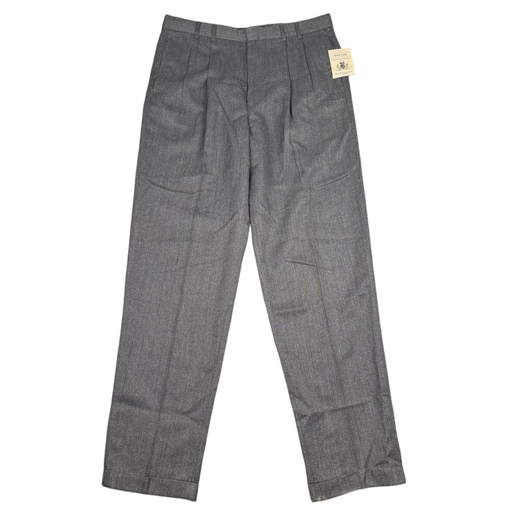 Vintage Baxter Mens 36x34 Gray Pleated Dress Pants NWT Wide Leg Trousers